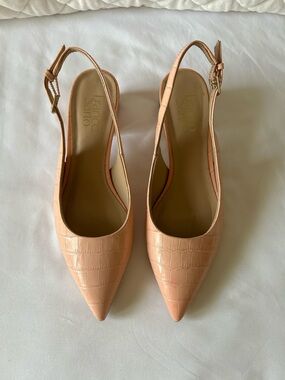 Franco Sarto Peach Croc-Embossed Slingback Pumps